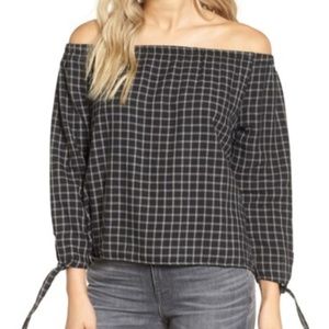 Madewell | Plaid Off The Shoulders Blouse
